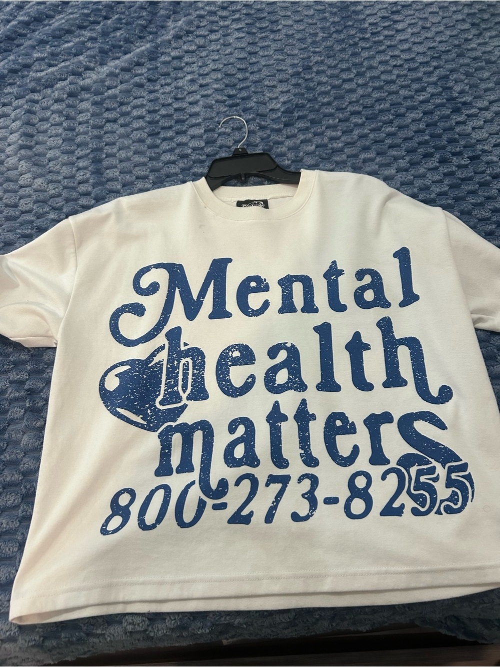 Mental Health Matters Kids Graphic Tee - White with Blue Print